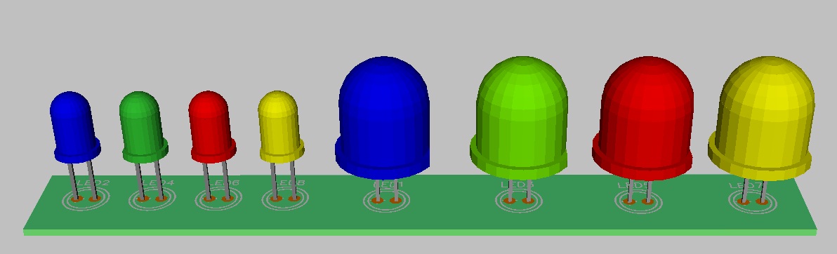 Светодиоды двуцветные DIPTRACE. Двухцветный светодиод с тремя выводами. Светодиод 3d модель. Светодиоды двухцветные 3 вывода.